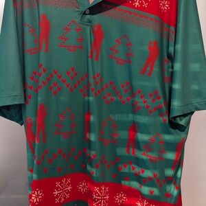 Green and Red Holiday Golf Polo Shirt